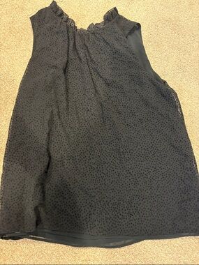 LOFT Black polka dot Ruffle Detail Blouse